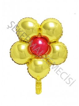 Çiçek Model Folyo Balon Altın