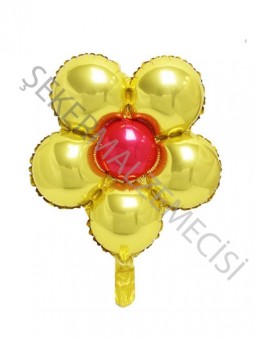 Çiçek Model Folyo Balon Altın