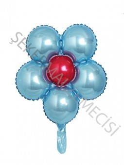 Çiçek Model Folyo Balon Mavi