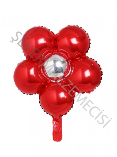 Çiçek Model Folyo Balon Kırmızı