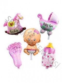 Bebek Gereçleri Folyo Balon Seti Pembe