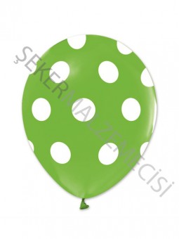 Beyaz Puantiyeli Açık Yeşil Balon 