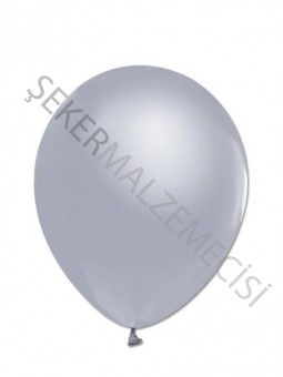 Gümüş Metalik Baskısız Balon 