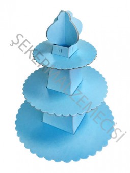 Cupcake Standı Pramit Model Düz Renk Mavi