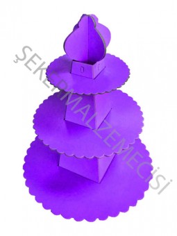 Cupcake Standı Pramit Model Düz Renk Mor