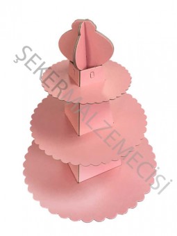 Cupcake Standı Pramit Model Düz Renk Pembe