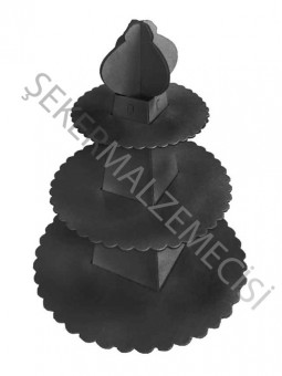 Cupcake Standı Pramit Model Düz Renk Siyah